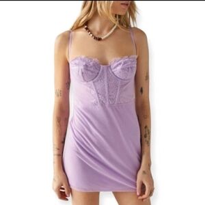 Urban Outfitters Purple Chemise with Lace Trim